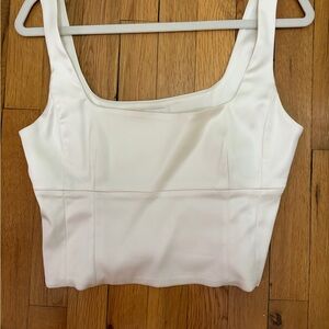 Aritzia Wilfred shiny cream bustier top